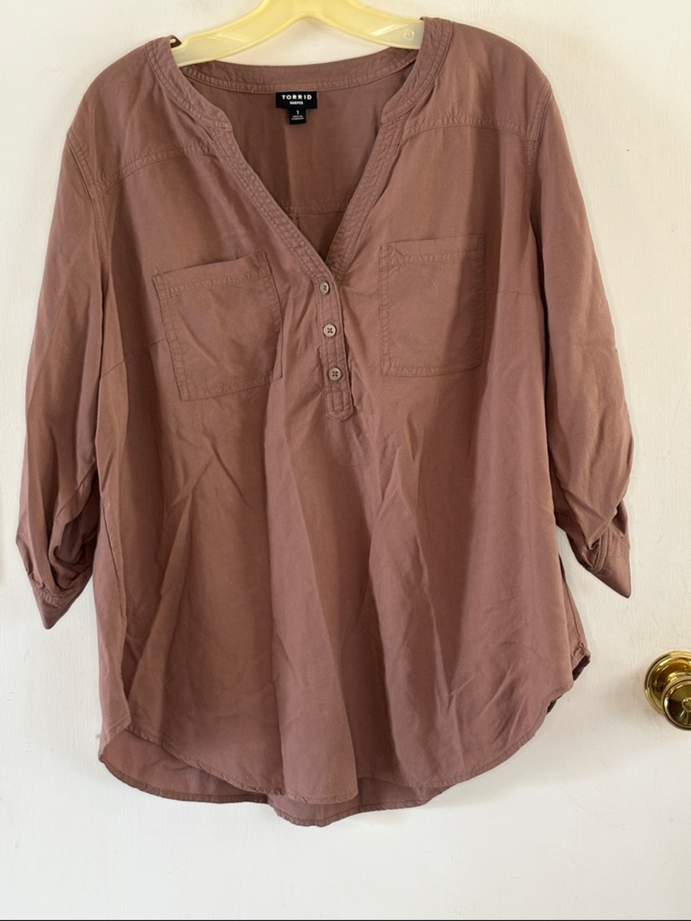 Torrid Size 1 Harper taupe long sleeve top